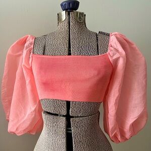 Zara cropped top with puffy sleeves size S